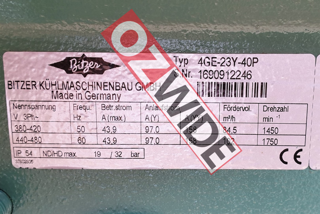 Bitzer Refrigeration Semi-hermetic Compressor Cooling 4GE-23Y-40P