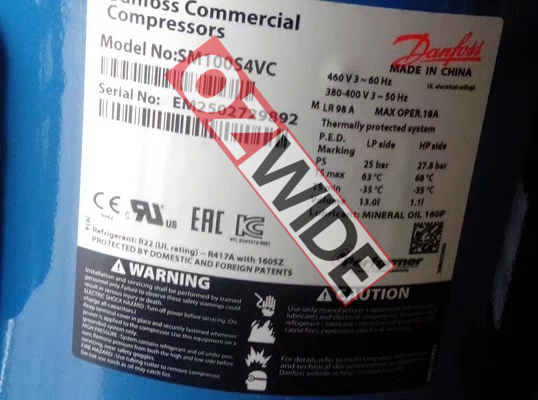 Danfoss Refrigeration Compressor Cooling SM100S4VC