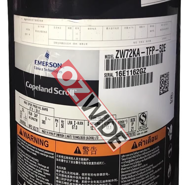 Copeland Refrigeration Compressor Cooling ZW72KA-TFP-522