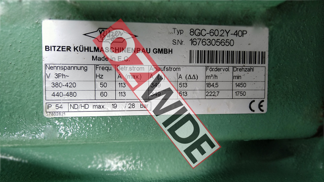 Bitzer Refrigeration Semi-hermetic Compressor Cooling 8GC-60-2Y-40P