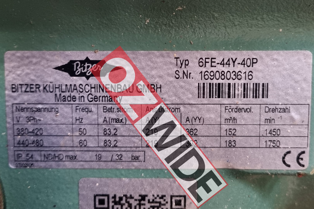 Bitzer Refrigeration Semi-hermetic Compressor Cooling 6FE-44Y-40P