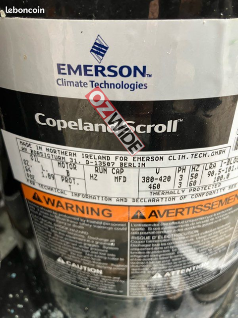 Copeland Refrigeration Compressor Cooling ZH18KVE-TFD-526