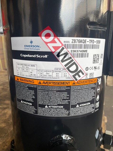 Copeland Refrigeration Compressor Cooling ZB76KQE-TFD-559