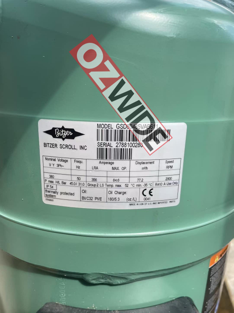 Bitzer Refrigeration Semi-hermetic Compressor Cooling GSD80485VAB611