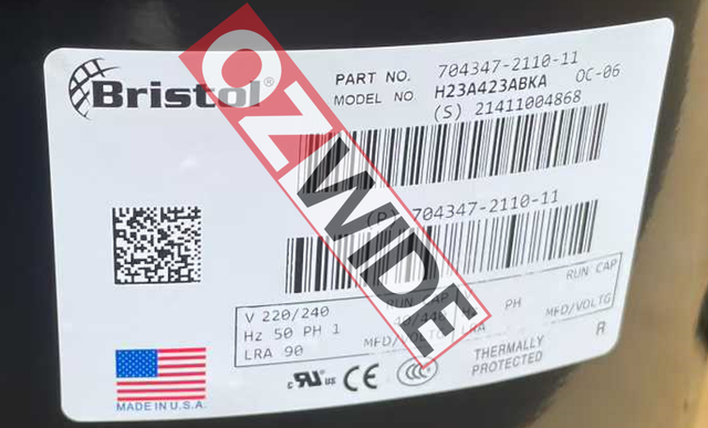 Bristol Refrigeration Compressor Cooling H23A423ABKA