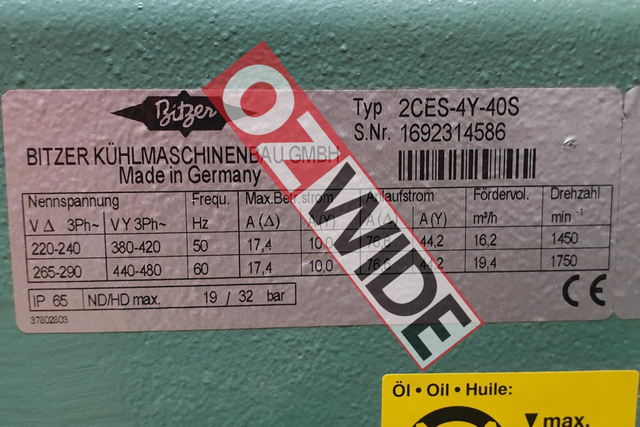 Bitzer Refrigeration Semi-hermetic Semi-hermetic Semi-hermetic Semi-hermetic Compressor Cooling 2CES-3Y-40S