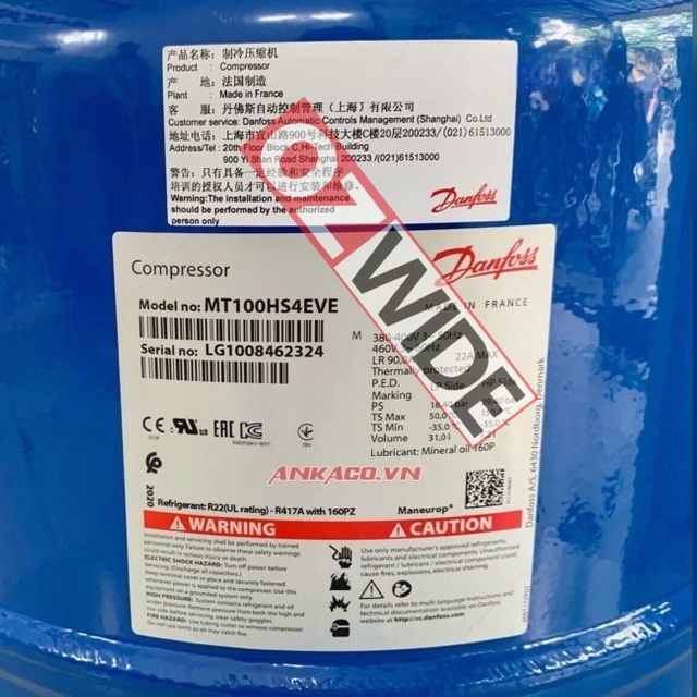 Danfoss Refrigeration Compressor Cooling MT100HS4EVE