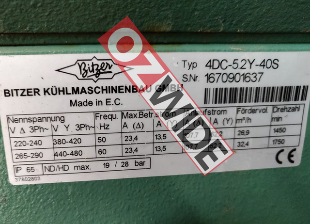Bitzer Refrigeration Semi-hermetic Compressor Cooling 4DC-5.2-40S